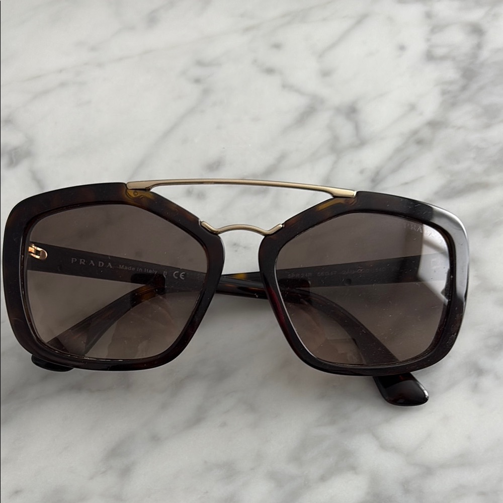Prada Brown and Gold Oversized Sunglasses